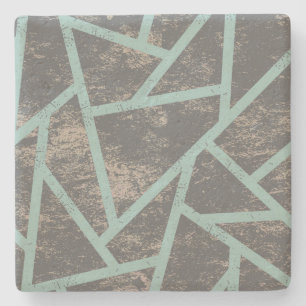 Dessous-de-verre En Pierre Motif en mosaïque vert pâle et gris