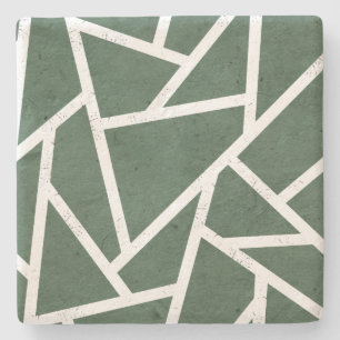 Dessous-de-verre En Pierre Motif en mosaïque verte et blanche