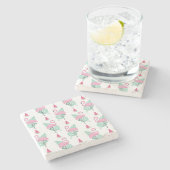 Dessous-de-verre En Pierre Motif en pastel de Flamant rose et de pastèque (Côté)