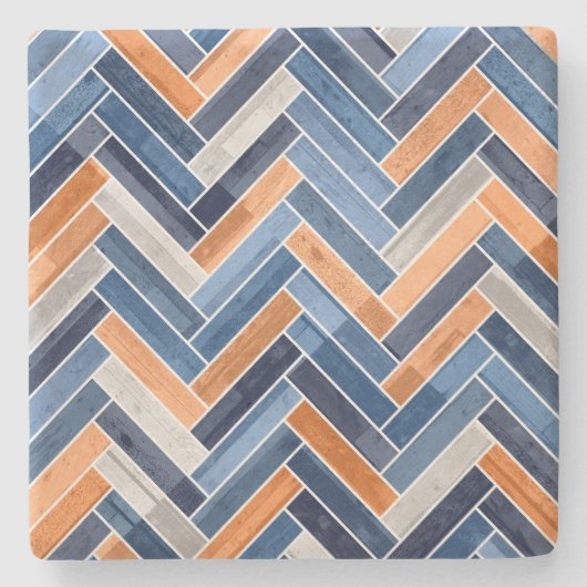 Dessous-de-verre En Pierre Motif en squelette dans Navy Blue and Orange (Devant)