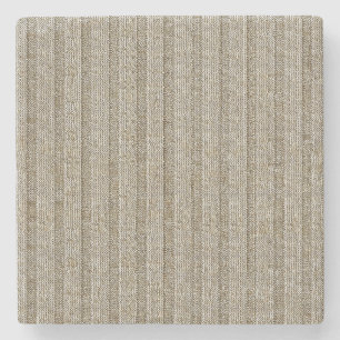 Dessous-de-verre En Pierre Motif en tricot rayé Jersey dans un beige doux