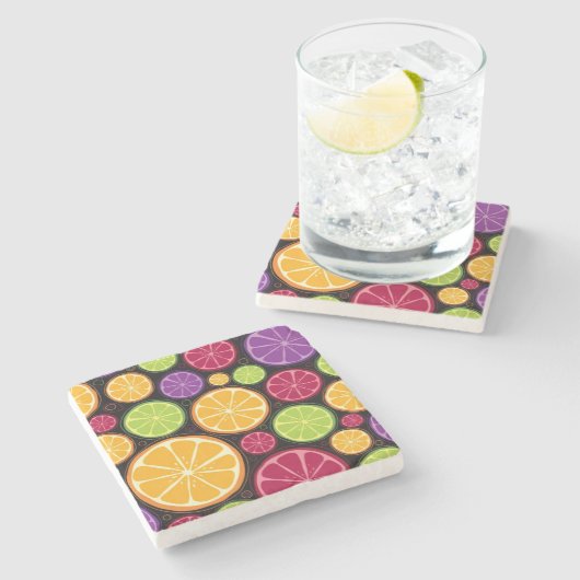 Dessous-de-verre En Pierre Motif et arrière - plan oranges (Côté)