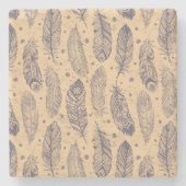 Dessous-de-verre En Pierre Motif ethnique d'ensemble de plume (Devant)