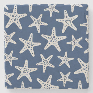 Dessous-de-verre En Pierre Motif Étoile de Mer Bleu