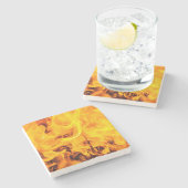 Dessous-de-verre En Pierre Motif Feu Et Flames (Côté)
