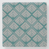 Dessous-de-verre En Pierre Motif feuille carré Turquoise neutre (Devant)