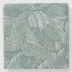 Dessous-de-verre En Pierre Motif feuille d'acanthe bleu sarcelle de William M