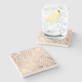 Dessous-de-verre En Pierre Motif feuille de palmier d'or (Côté)