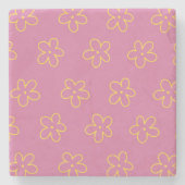 Dessous-de-verre En Pierre Motif Fleur simple et jaune rétro (Devant)