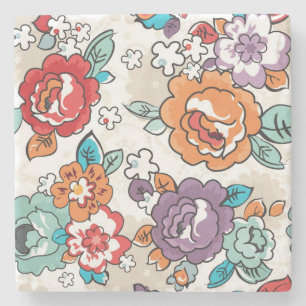 Dessous-de-verre En Pierre Motif floral 5 d'élégance abstraite