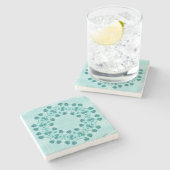 Dessous-de-verre En Pierre Motif floral, bleu Turquoise (Côté)