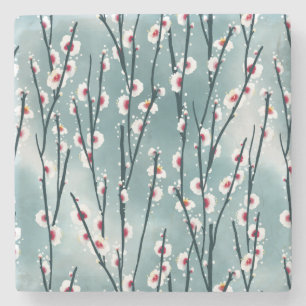 Dessous-de-verre En Pierre Motif floral de fleurs de prune de printemps