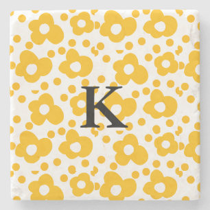 Dessous-de-verre En Pierre Motif floral de marguerite blanc jaune ajouter mon