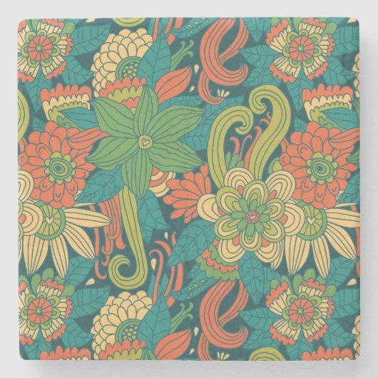 Dessous-de-verre En Pierre Motif floral d'été (Devant)