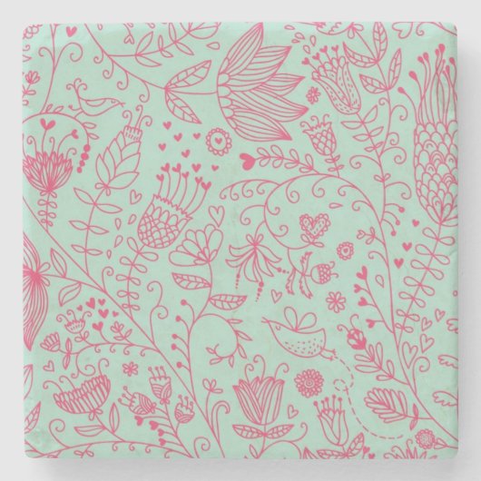 Dessous-de-verre En Pierre Motif floral mignon d'été (Devant)