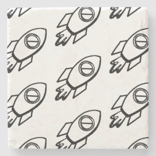 Dessous-de-verre En Pierre Motif Flying Rocket Sketch