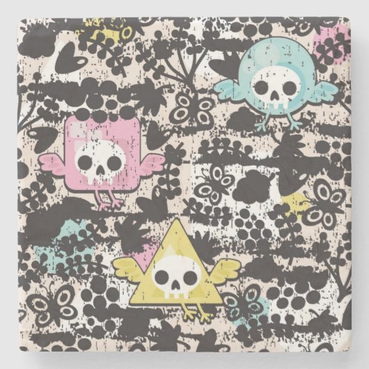 Dessous-de-verre En Pierre Motif fou d'oiseaux (Devant)