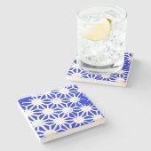 Dessous-de-verre En Pierre Motif géométrique bleu royal (Côté)