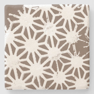 Dessous-de-verre En Pierre motif géométrique Brown et blanc