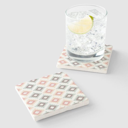 Dessous-de-verre En Pierre Motif géométrique dans le style aztèque (Côté)