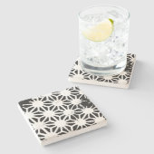 Dessous-de-verre En Pierre Motif géométrique noir et blanc (Côté)