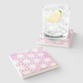 Dessous-de-verre En Pierre Motif géométrique rose (Côté)