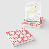 Dessous-de-verre En Pierre Motif géométrique rouge (Côté)