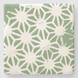 Dessous-de-verre En Pierre Motif géométrique vert et blanc olive