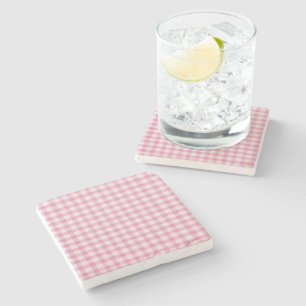 Dessous-de-verre En Pierre Motif Gingham Rose Bébé