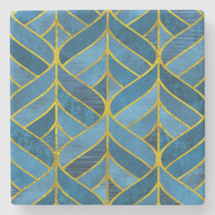 Dessous-de-verre En Pierre Motif Gold Blue Grunge