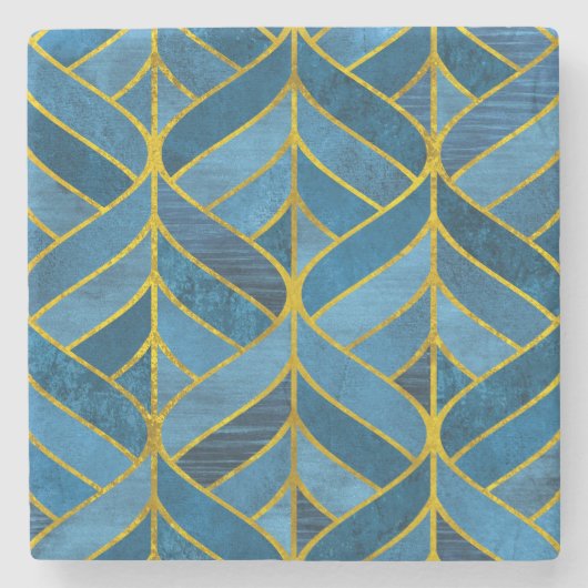 Dessous-de-verre En Pierre Motif Gold Blue Grunge (Devant)