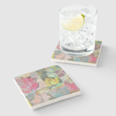 Dessous-de-verre En Pierre Motif grunge floral d'art (Côté)