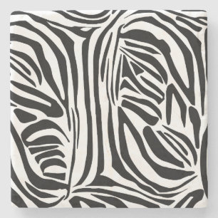 Dessous-de-verre En Pierre Motif Imprimé Zèbre Noir et Blanc Audacieux