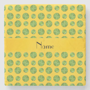 Dessous-de-verre En Pierre Motif jaune nommé personnalisé de balles de tenn