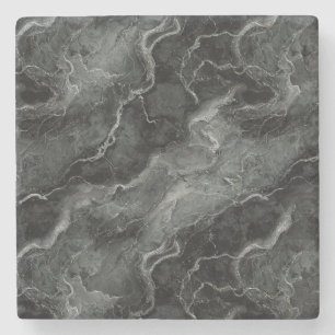 Dessous-de-verre En Pierre Motif marbré en noir et gris