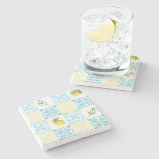 Dessous-de-verre En Pierre Motif Méditerranéen au Citron Italien