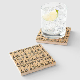 Dessous-de-verre En Pierre Motif méditerranéen grec Arabesque Brown
