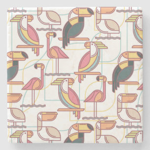 Dessous-de-verre En Pierre Motif moderne avec les oiseaux tropicaux