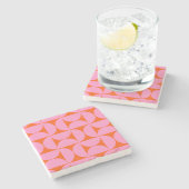 Dessous-de-verre En Pierre Motif Moderne Du Milieu Du Siècle Préppant Rose Et (Côté)