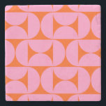 Dessous-de-verre En Pierre Motif Moderne Du Milieu Du Siècle Préppant Rose Et<br><div class="desc">Motif moderne rétro du milieu du siècle - Formes géométriques Abstraites - Motif mignon et minimaliste en rose et orange.</div>