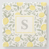 Dessous-de-verre En Pierre Motif Monogram Lemon (Devant)