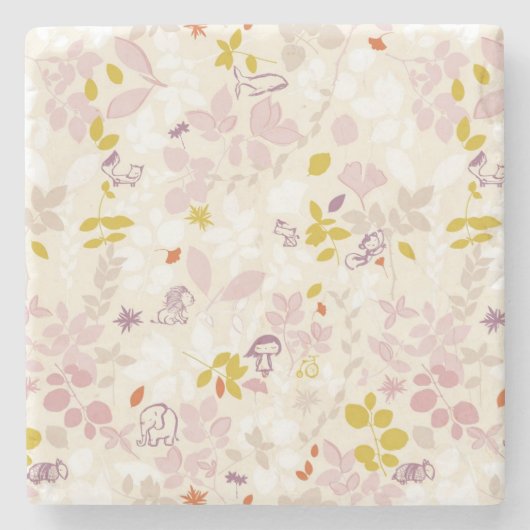 Dessous-de-verre En Pierre motif montrant les animaux lunatiques (Devant)