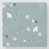 Dessous-de-verre En Pierre motif montrant un polaire mignon (Devant)