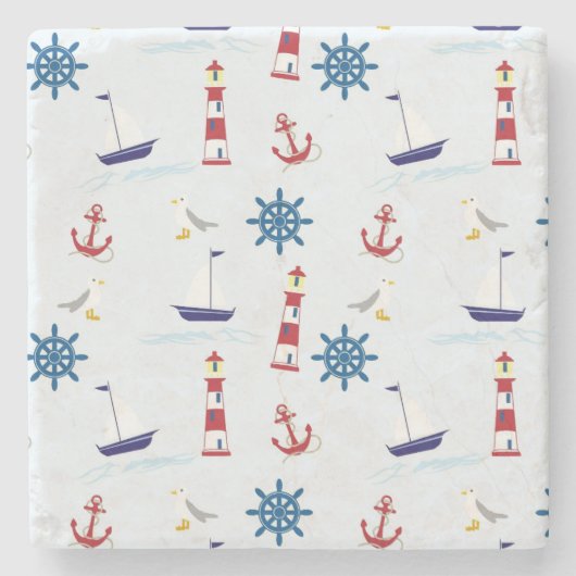 Dessous-de-verre En Pierre Motif nautique (Devant)