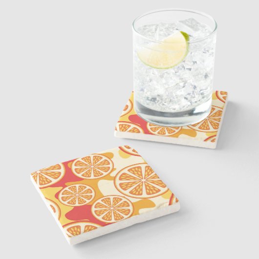 Dessous-de-verre En Pierre Motif orange (Côté)