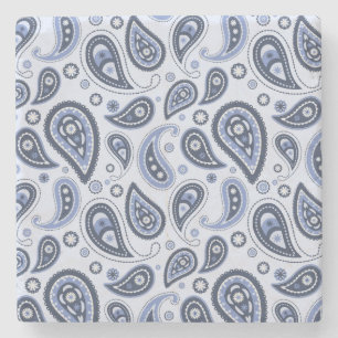 Dessous-de-verre En Pierre Motif Paisley Bleu