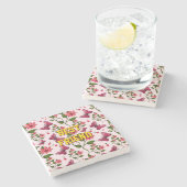 Dessous-de-verre En Pierre Motif papillon floral personnalisé et sur mesure  (Côté)