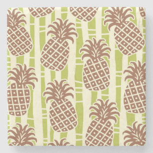 Dessous-de-verre En Pierre Motif rayures bambou ananas Tiki