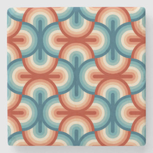 Dessous-de-verre En Pierre Motif Retro Summer Rainbow Stripes