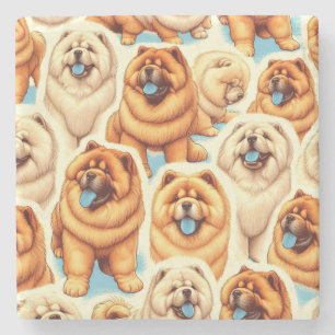 Dessous-de-verre En Pierre Motif sans couture de Chow-Chow Retro